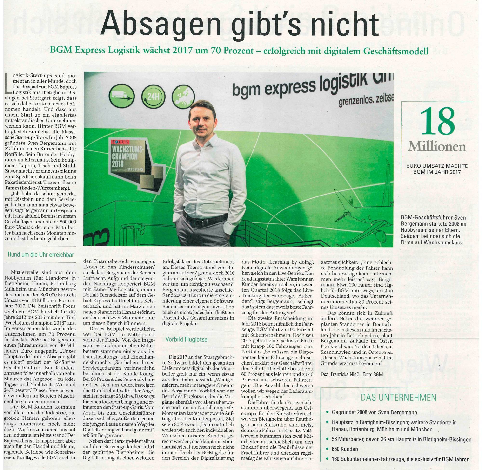 bgm express logistik im Interview mit trans aktuell