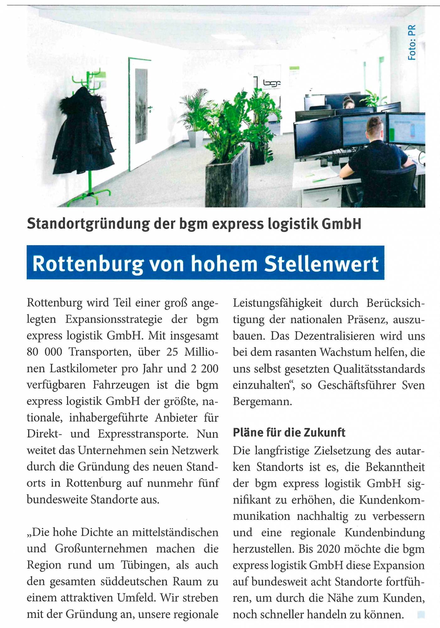 Interview IHK Wirtschaftsmagazin Reutlingen - bgm express logistik GmbH